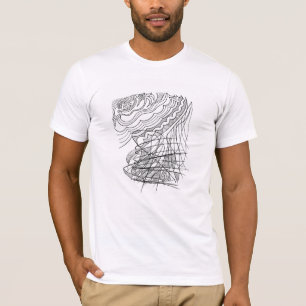 T-shirt motif abstrait minimaliste de ligne ondulée dessin