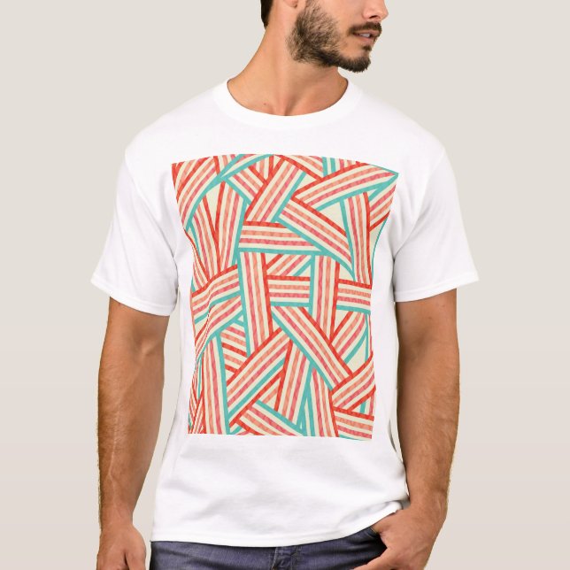 T-shirt Motif Abstrait rayé coloré (Devant)