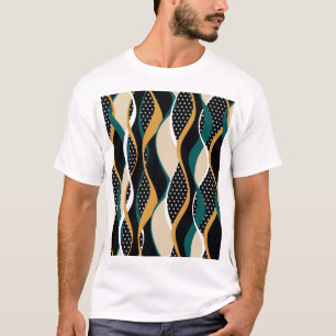 T-shirt motif Abstrait rayé, coloré ondulé.