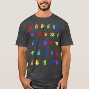 T-shirt Motif Alphabet ASL Rainbow