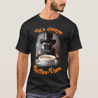 T-shirt Motif amusant pour les amateurs de café et de pug.
