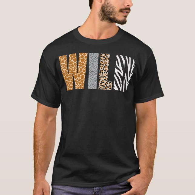 T-shirt Motif animal sauvage Giraffe Wolf Leopard Zebra An (Devant)
