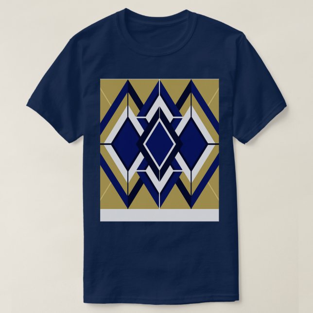 T-shirt Motif Art déco géométrique Bleu or (Design devant)