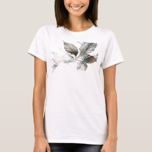T-shirt Motif artistique abstrait de feuilles en or