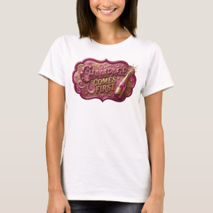 T-shirt Motif Artistique CHAMPAGE D'ABORD Or étincelant