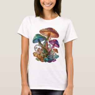 T-shirt Motif artistique CHAMPIGNONS DE SAGESSE argenté au
