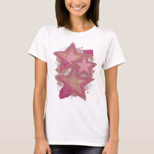 T-shirt Motif artistique Cool Pink ÉTOILES ET CRISTAUX Ros