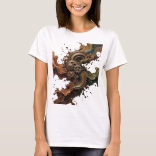 T-shirt Motif artistique d'art abstrait argenté ludique