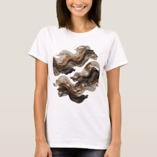T-shirt Motif artistique d'art abstrait Or élégant