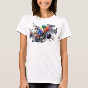 T-shirt Motif artistique d'art abstrait rouge moderne