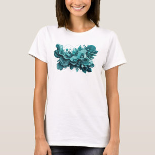 T-shirt Motif artistique d'art abstrait sarcelle chic