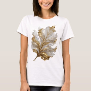 T-shirt Motif artistique de feuille dorée en or propre