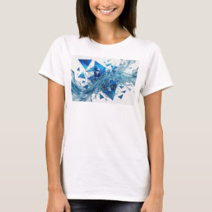 T-shirt Motif Artistique Eau et Métal Bleu Ludique