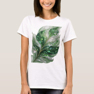 T-shirt Motif Artistique Feuilles Vertes avec Étoiles Witt