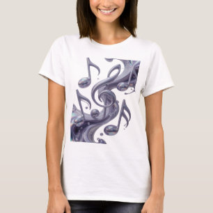 T-shirt Motif Artistique Musique en Mouvement Argenté Ludi