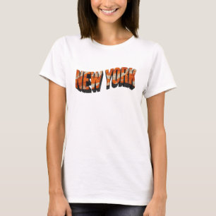T-shirt Motif artistique NEW YORK orange gras