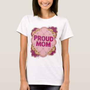 T-shirt Motif artistique rose MAMAN FIÈRE artistique