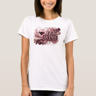 T-shirt Motif artistique vin rouge OUI