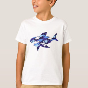 T-shirt Motif Camouflage requins bleus