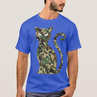 T-shirt motif camouflé silhouette de chat 