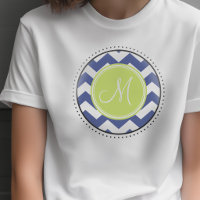 Motif Chevron avec monogramme - Navy Lime