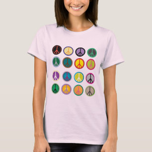 T-shirt Motif coloré du signe de paix de hippie 60s
