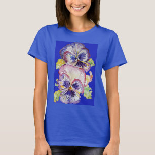 T-shirt Motif d'aquarelle fleurie de Purple Pansy