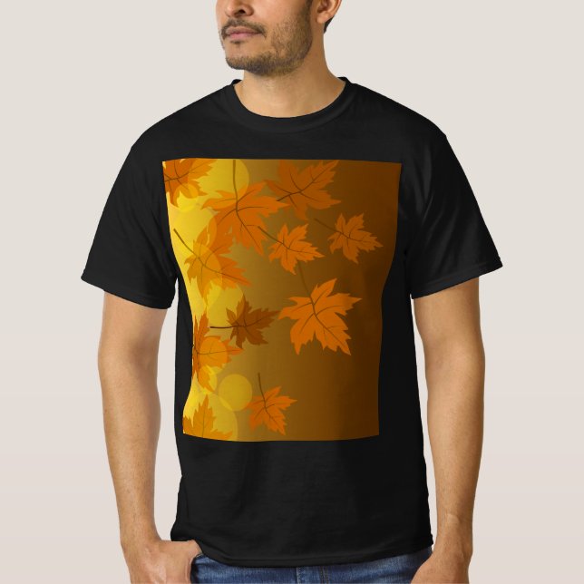 T-shirt Motif d'automne avec feuilles d'érable en chute et (Devant)