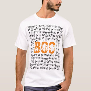 T-shirt Motif de crâne Éffrayant Orange Boo Halloween