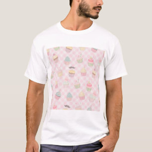 T-shirt Motif de cupcakes mignons à carreaux rose pastel