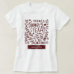 T-shirt Motif de doodle Aggie Maroon Texas