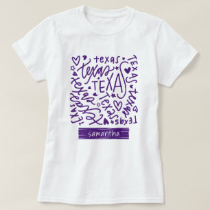 T-shirt Motif de doodle violet du Texas