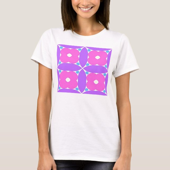 T-shirt motif de fleur rose (Devant)