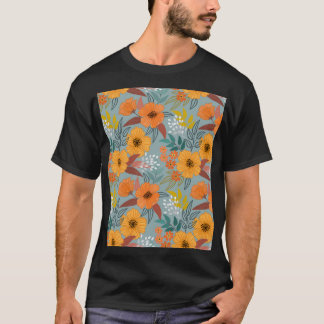 T-shirt Motif de fleurs à main colorée