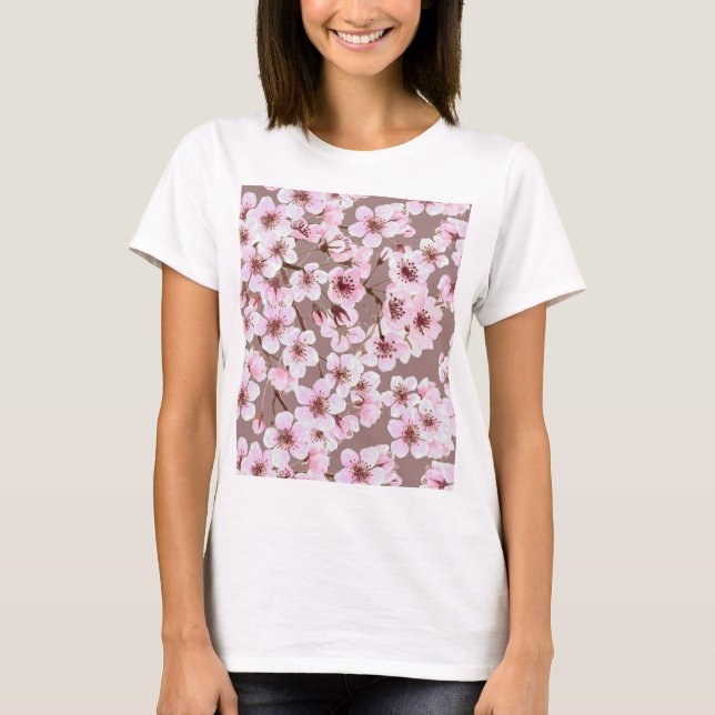 T-shirt Motif de fleurs de cerisiers (Devant)