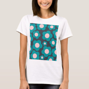 T-shirt Motif de fleurs hippie rose pâle