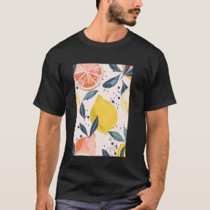 T-shirt Motif de fruits Art Lemon Aquarelle minimaliste
