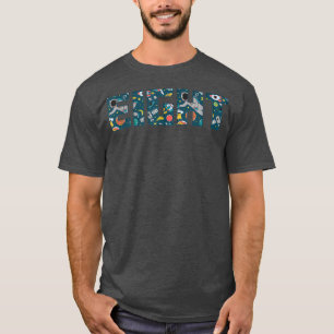 T-shirt Motif de l'astronaute spatiale mignon Huit, 8e ann