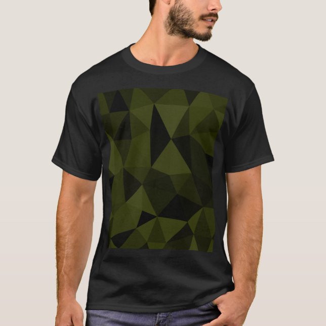 T-shirt Motif de maillage géométrique noir foncé de l'armé (Devant)