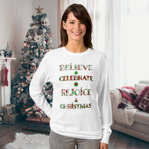 T-shirt Motif de Noël Rouge Vert Mignon
