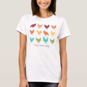T-shirt Motif de poulet multicolore funky