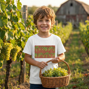 T-shirt Motif de vigne de raisin vert sur bois rustique