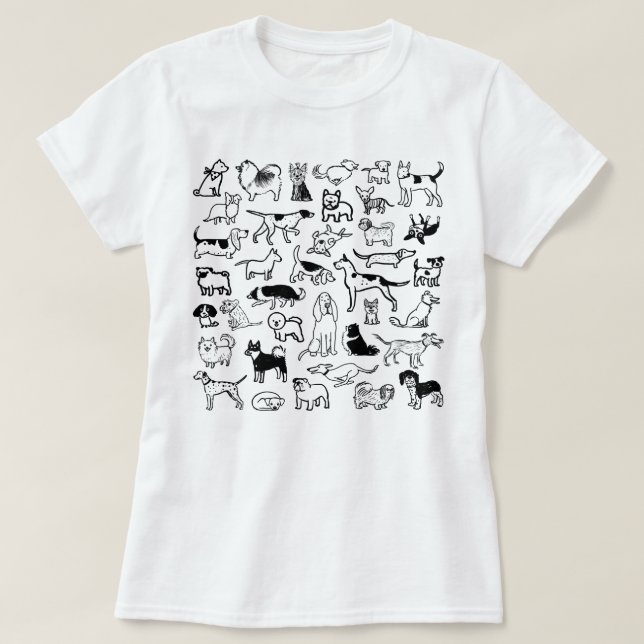 T-shirt Motif des chiens noirs et blancs| Cool Canine Love (Design devant)