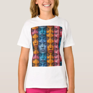 T-shirt Motif des faces colorées