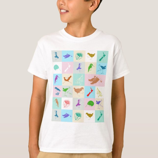 T-shirt Motif d'oiseaux pop art de Kiwiana (Devant)