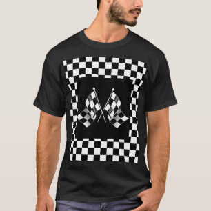 T-shirt Motif du drapeau cool noir et blanc À damiers
