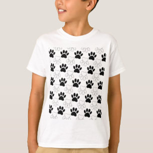 T-shirt Motif Empreinte de patte de chien noir et blanc