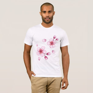 T-shirt Motif en fleurs de cerisiers en couleur rose