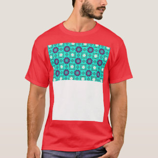 T-shirt motif en mosaïque motif bleu