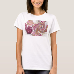 T-SHIRT MOTIF EN NID D'ABEILLE ART ABSTRAIT DESSIN FLORAL 